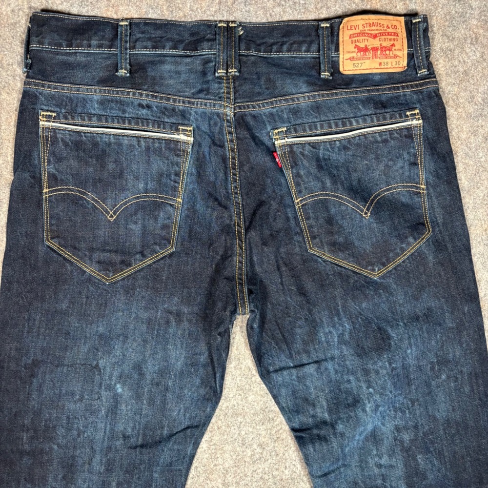 Levi's 527 Bootcut Jeans Marbled‎ Mens 38x30 Blue Indigo Slim Fit Denim Pants